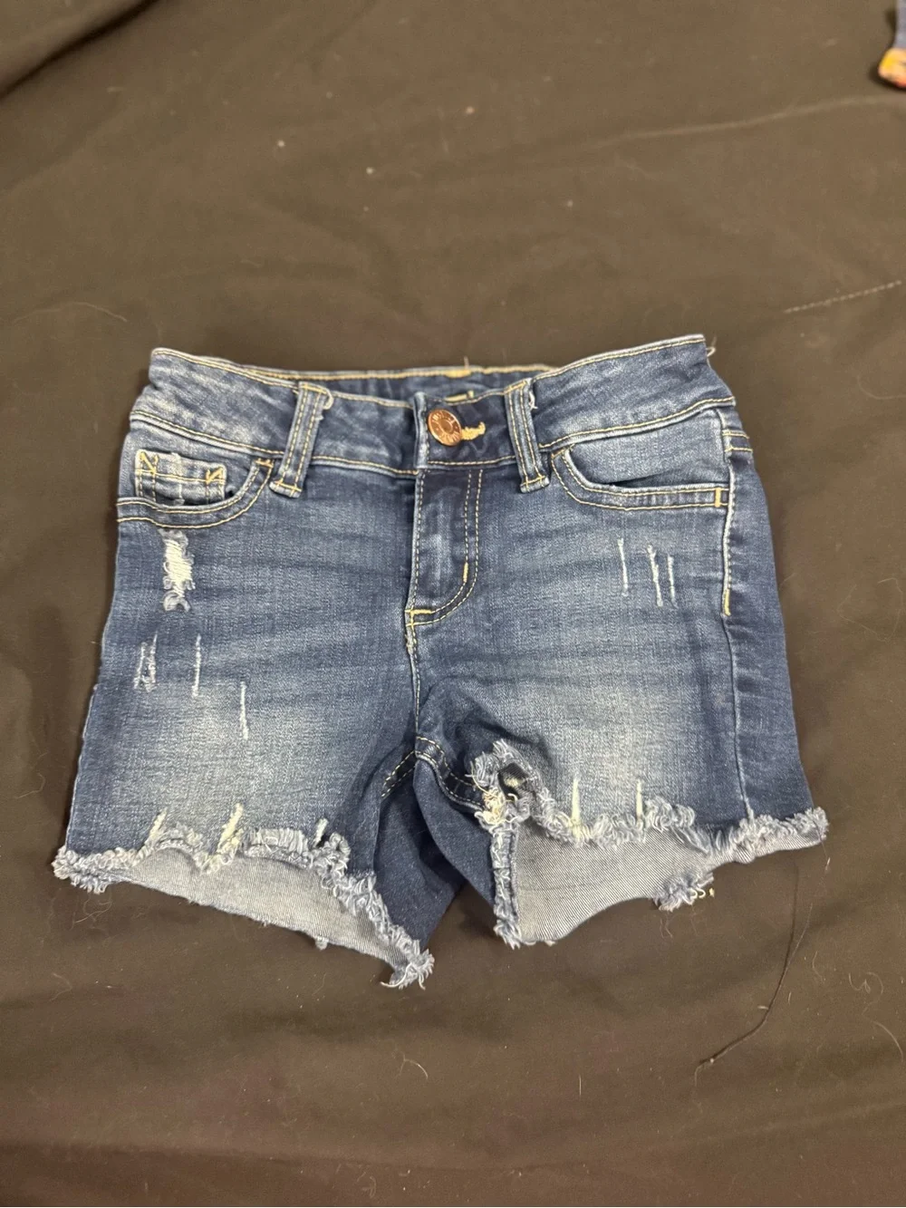 Justice Dark Blue Denim Frayed-Hem Girls' Shorts
